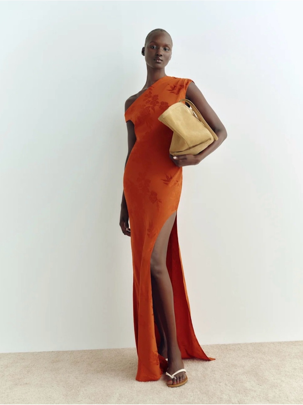 REFORMATION Razele Dress in Rust Jacquard 8